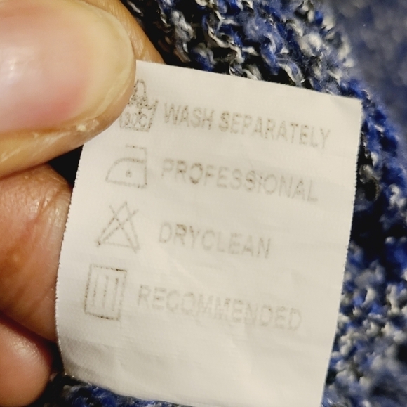 Misslook | Women's Blue Cableknit V-Neck Pullover Sweater (Size Small) - Picture 6 of 12